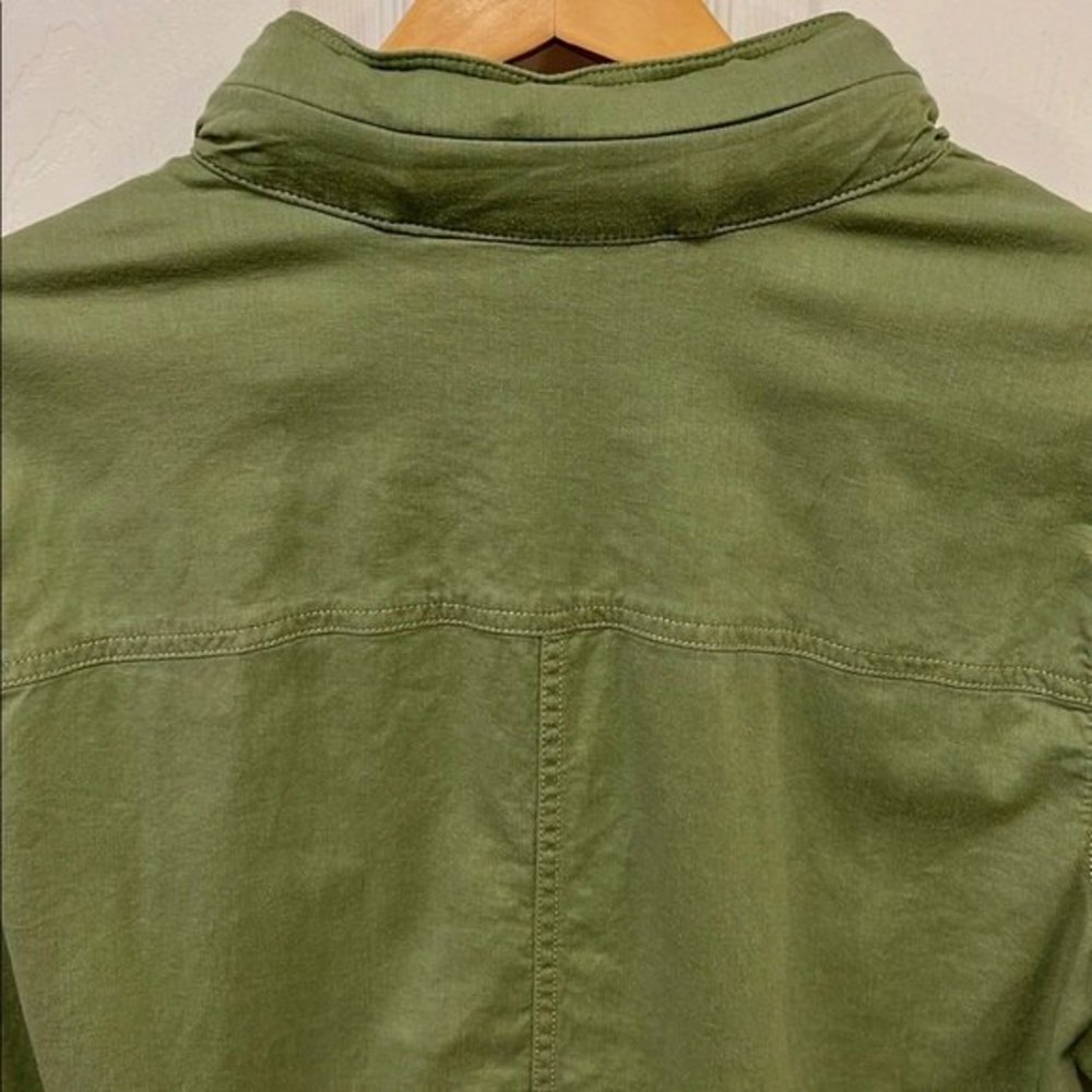 L.L. Bean Women olive green linen blend button down cinch waist jacket sz XL - Picture 5 of 9